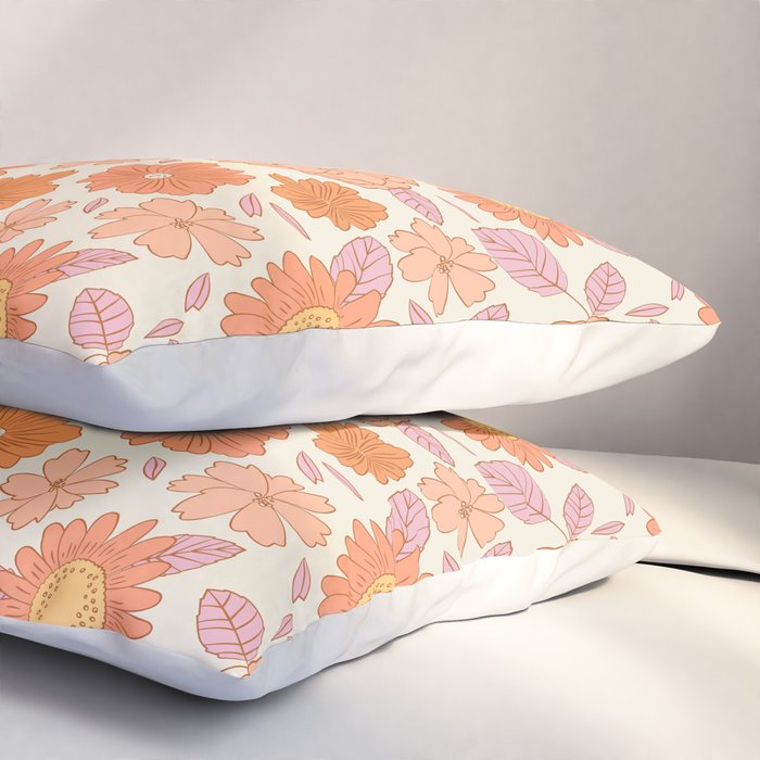 Vintage hand drawn flower art pattern Pillow Sham Gallery Image 3