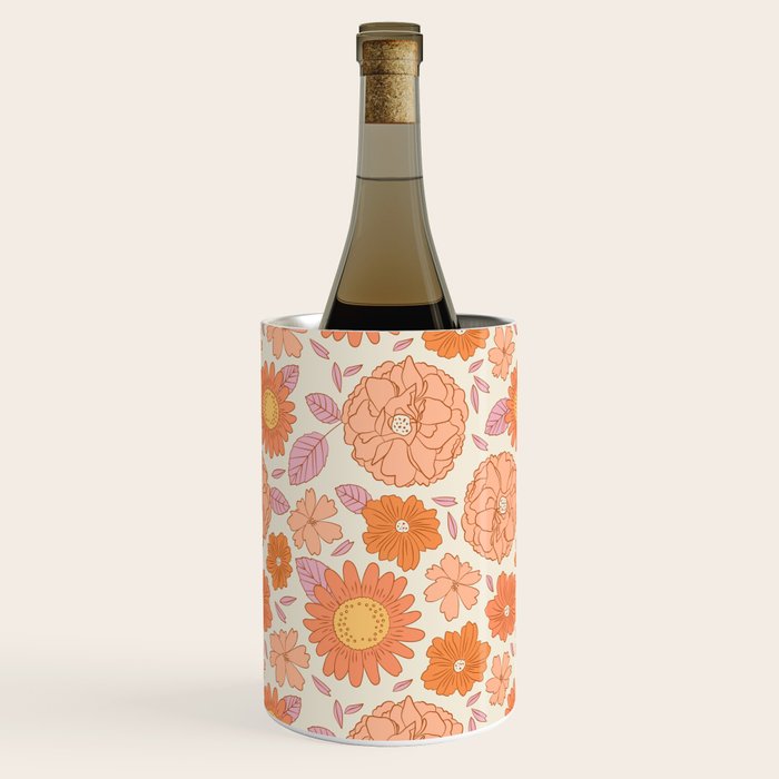 Vintage hand drawn flower art pattern Wine Chiller Gallery Image 1