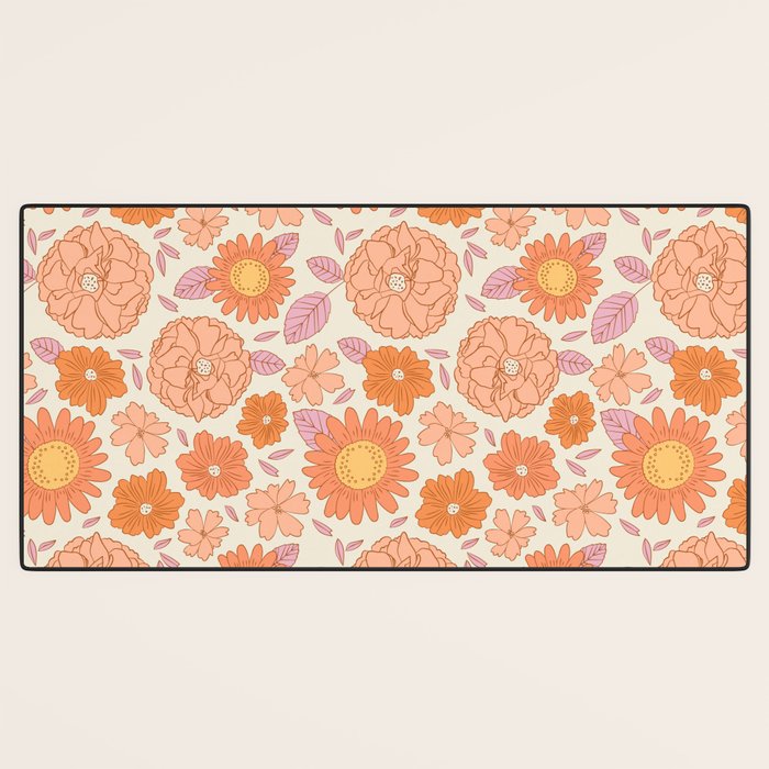 Vintage hand drawn flower art pattern Desk Mat Gallery Image 3