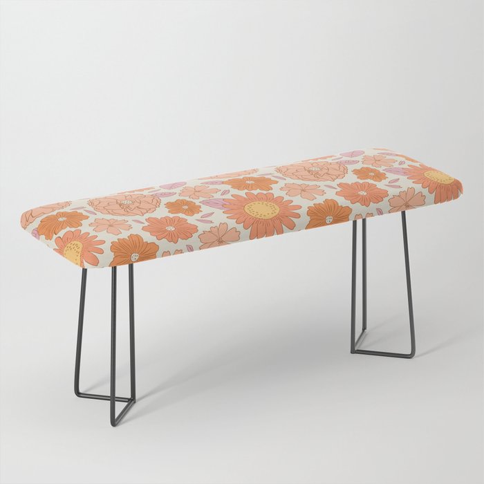 Vintage hand drawn flower art pattern Bench Gallery Image 1
