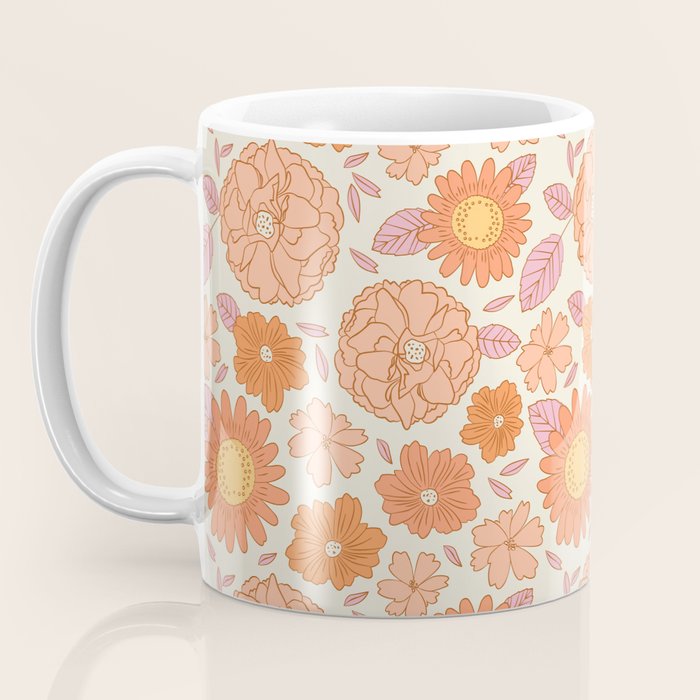Vintage hand drawn flower art pattern Coffee Mug Gallery Image 3