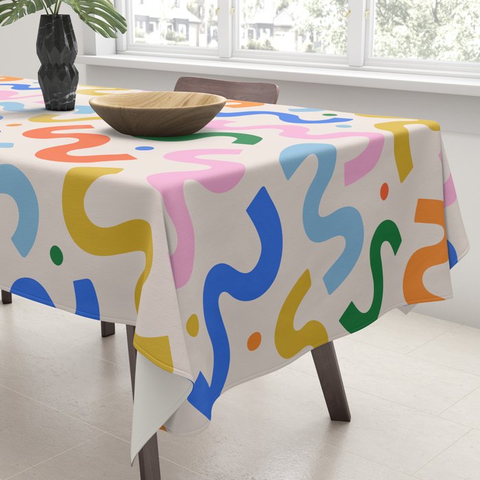 Fun colorful abstract organic shape art pattern Tablecloth Gallery Image 3