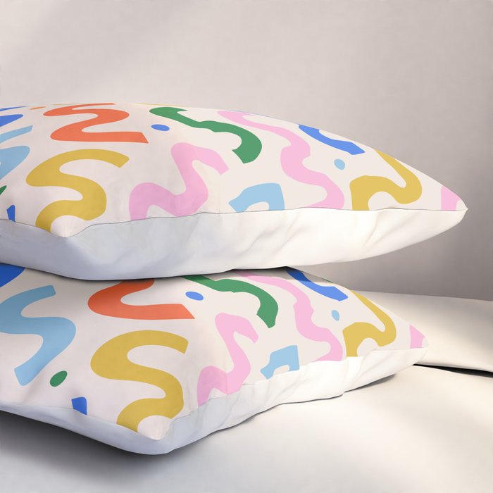 Fun colorful abstract organic shape art pattern Pillow Sham Gallery Image 3