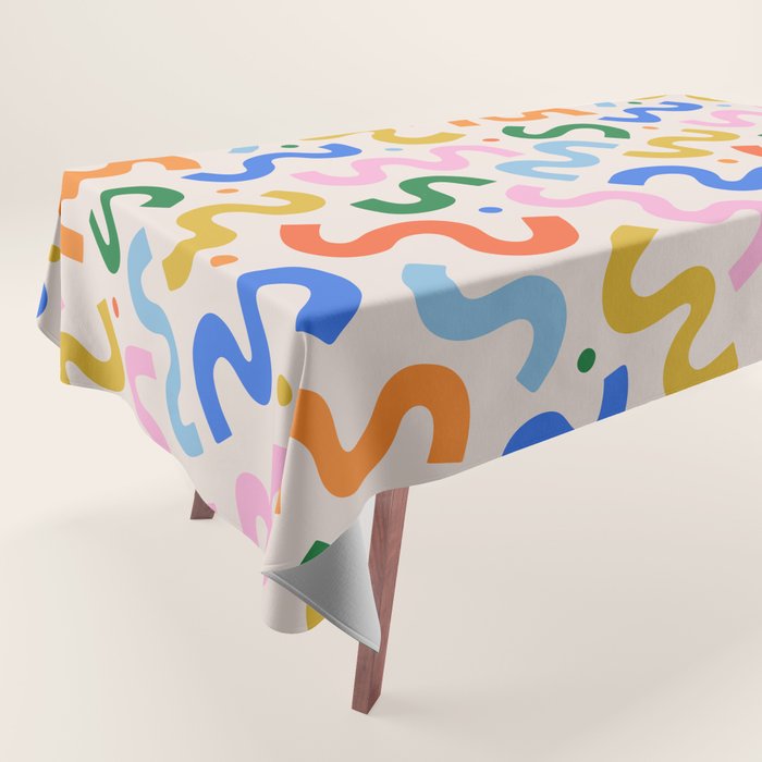 Fun colorful abstract organic shape art pattern Tablecloth Gallery Image 1