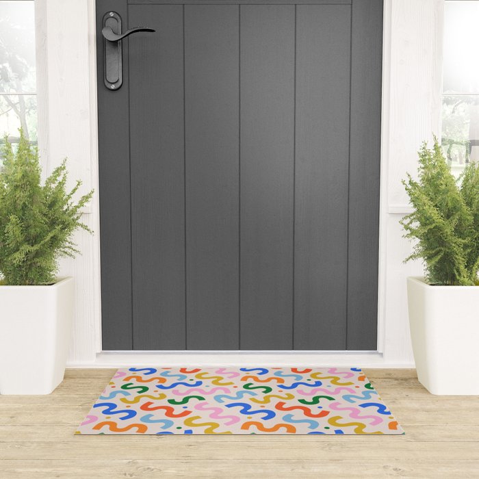 Fun colorful abstract organic shape art pattern Welcome Mat Gallery Image 3