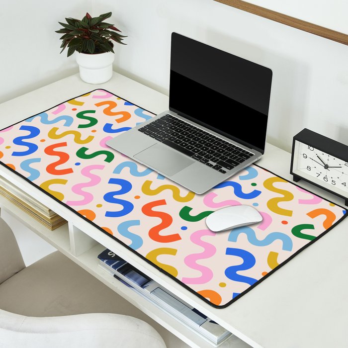 Fun colorful abstract organic shape art pattern Desk Mat Gallery Image 2
