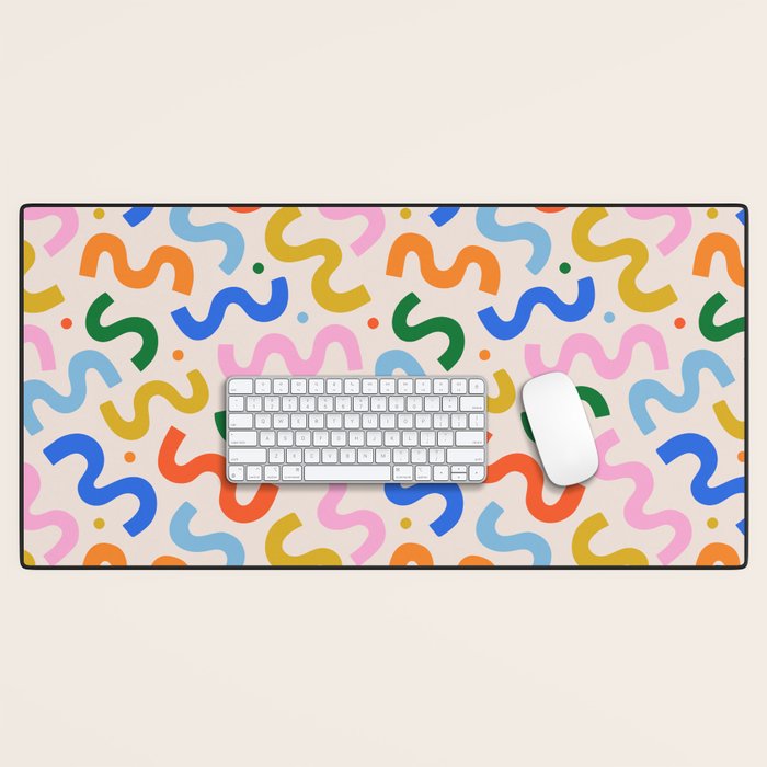 Fun colorful abstract organic shape art pattern Desk Mat Gallery Image 1