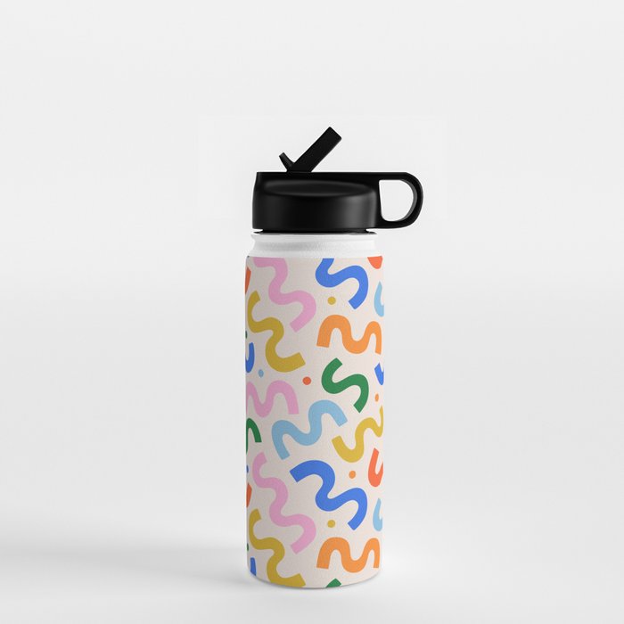 Fun colorful abstract organic shape art pattern Water Bottle Gallery Image 1