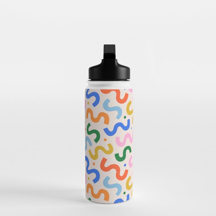 Fun colorful abstract organic shape art pattern Water Bottle Gallery Image 3