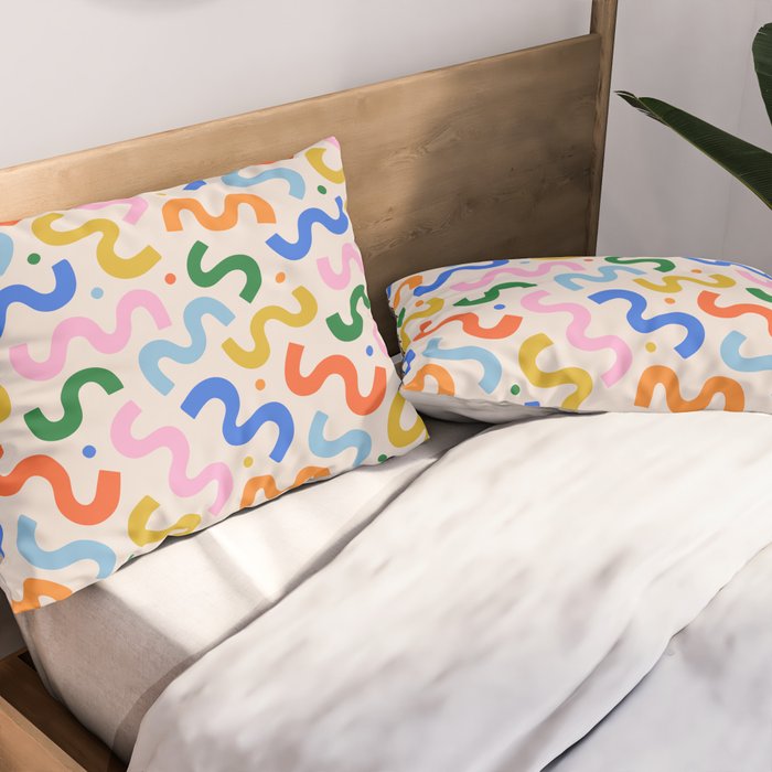 Fun colorful abstract organic shape art pattern Pillow Sham Gallery Image 2