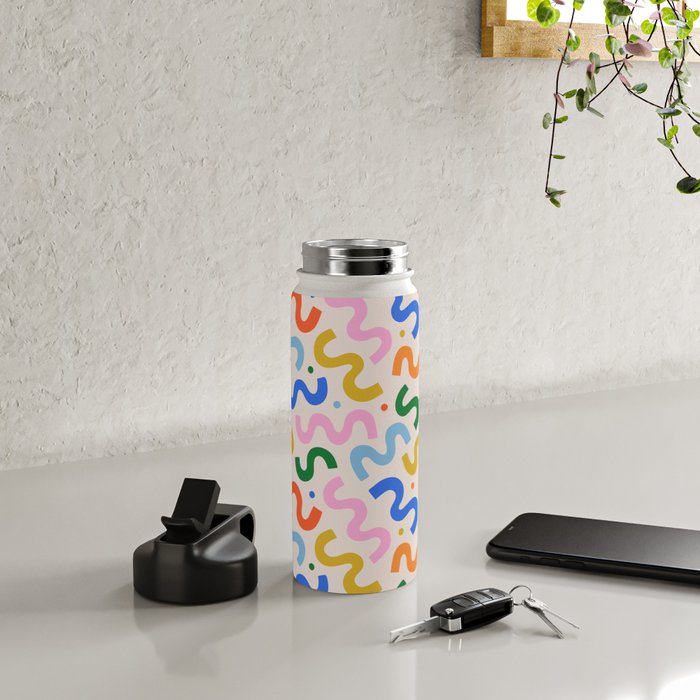 Fun colorful abstract organic shape art pattern Water Bottle Gallery Image 4