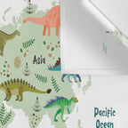 Colorful Dinosaur World Map Wall Tapestry Gallery Image 3