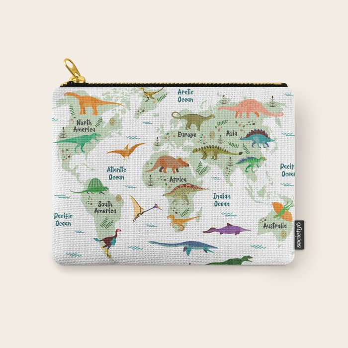 Colorful Dinosaur World Map Carry All Pouch Gallery Image 1