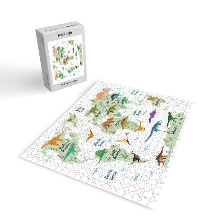 Colorful Dinosaur World Map Jigsaw Puzzle Gallery Image 2