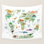 Colorful Dinosaur World Map Wall Tapestry Gallery Image 4