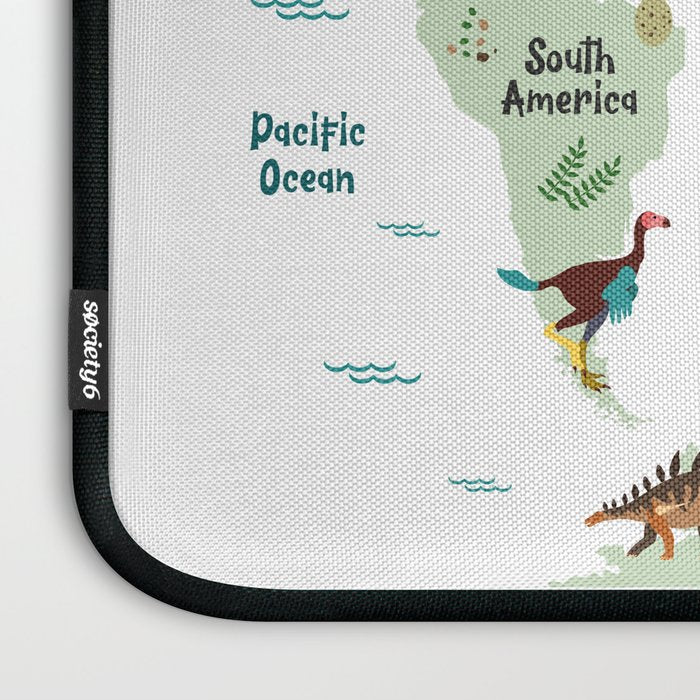 Colorful Dinosaur World Map Laptop Sleeve Gallery Image 3