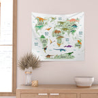 Colorful Dinosaur World Map Wall Tapestry Gallery Image 2