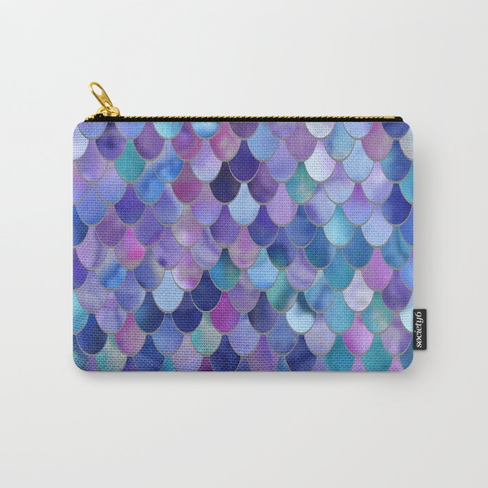 Mermaid Scales Art, Purple, Pink, Teal, Blue, Green Carry All Pouch Gallery Image 1