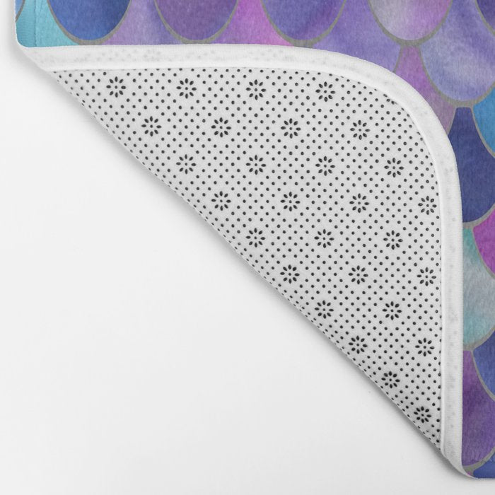 Mermaid Scales Art, Purple, Pink, Teal, Blue, Green Bath Mat Gallery Image 2