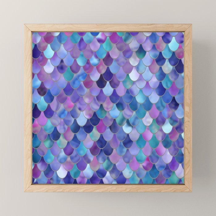Mermaid Scales Art, Purple, Pink, Teal, Blue, Green Mini Art Print Gallery Image 1