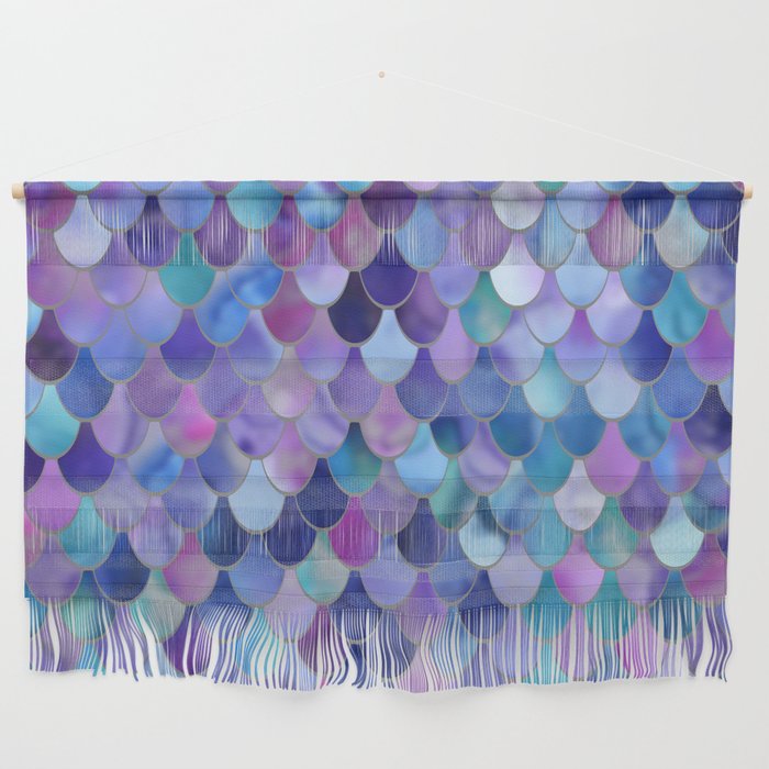 Mermaid Scales Art, Purple, Pink, Teal, Blue, Green Wall Hanging Gallery Image 1