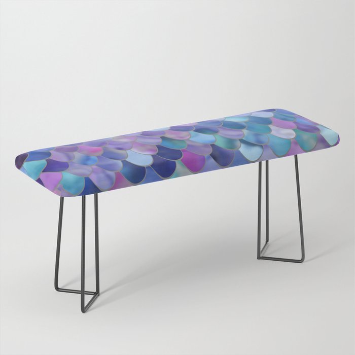 Mermaid Scales Art, Purple, Pink, Teal, Blue, Green Bench Gallery Image 1