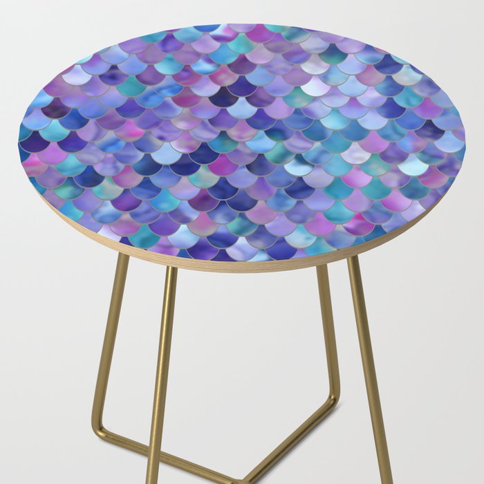 Mermaid Scales Art, Purple, Pink, Teal, Blue, Green Side Table Gallery Image 2