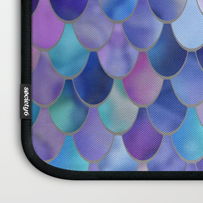 Mermaid Scales Art, Purple, Pink, Teal, Blue, Green Laptop Sleeve Gallery Image 3