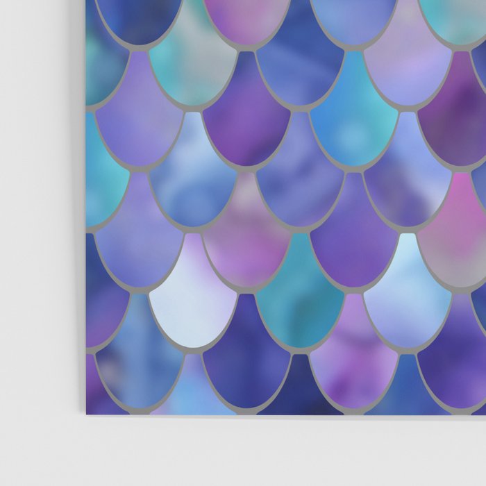 Mermaid Scales Art, Purple, Pink, Teal, Blue, Green Poster Gallery Image 3
