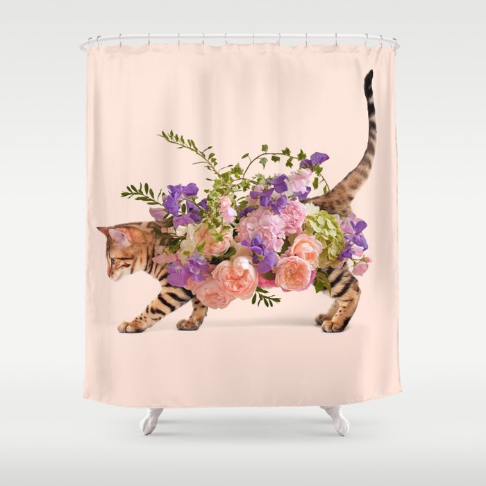 FLOWER CAT Shower Curtain Gallery Image 1