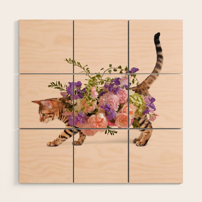 FLOWER CAT Wood Wall Art Gallery Image 1