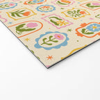 Colorful retro flower art frame art pattern Welcome Mat Gallery Image 2