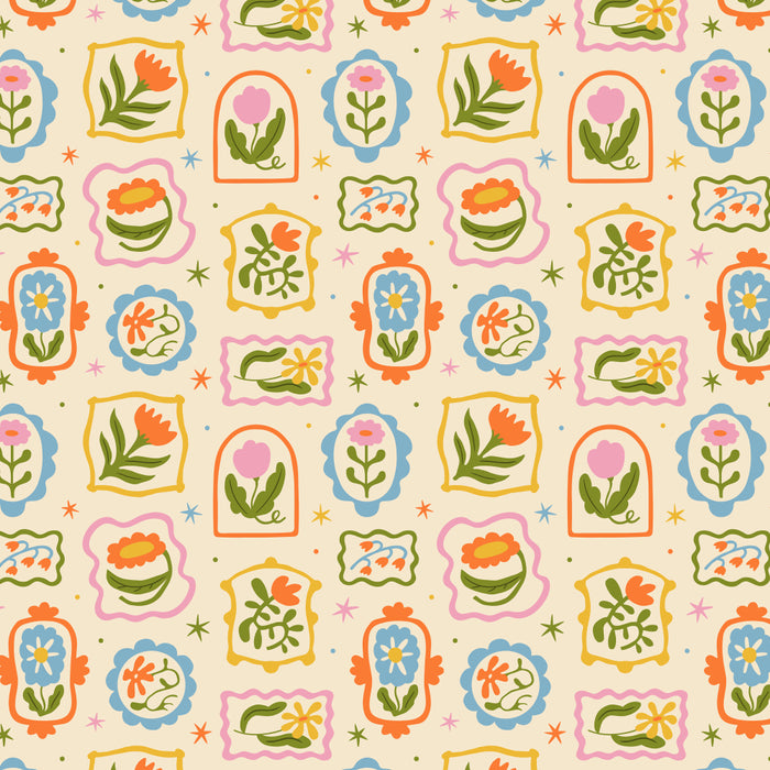 Colorful retro flower art frame art pattern Coffee Mug Gallery Image 2