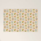 Colorful retro flower art frame art pattern Welcome Mat Gallery Image 1