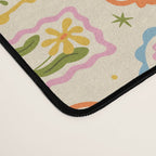 Colorful retro flower art frame art pattern Desk Mat Gallery Image 4