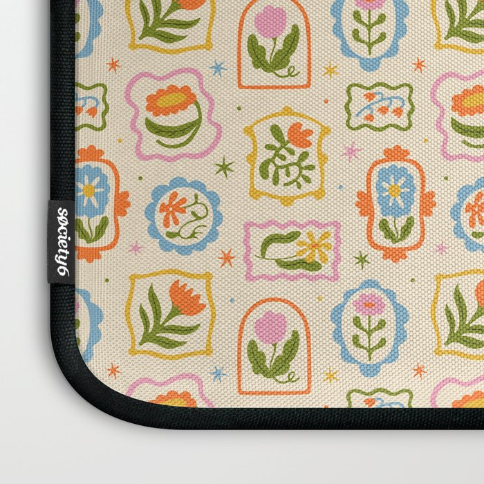 Colorful retro flower art frame art pattern Laptop Sleeve Gallery Image 3