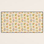 Colorful retro flower art frame art pattern Desk Mat Gallery Image 3