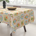 Colorful retro flower art frame art pattern Tablecloth Gallery Image 3