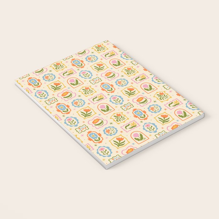 Colorful retro flower art frame art pattern Notebook Gallery Image 3