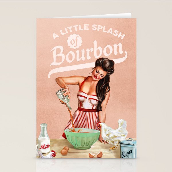 A Little Splash Of Bourbon Cool Retro Pinup Cooking Art Stationery Card Gallery Image 2