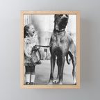 The Happiness of Little Girls and Great Danes black and white photograph Mini Art Print Gallery Image 1