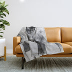 The Happiness of Little Girls and Great Danes black and white photograph Throw Blanket Gallery Image 1