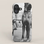 The Happiness of Little Girls and Great Danes black and white photograph iPhone Case Gallery Image 1