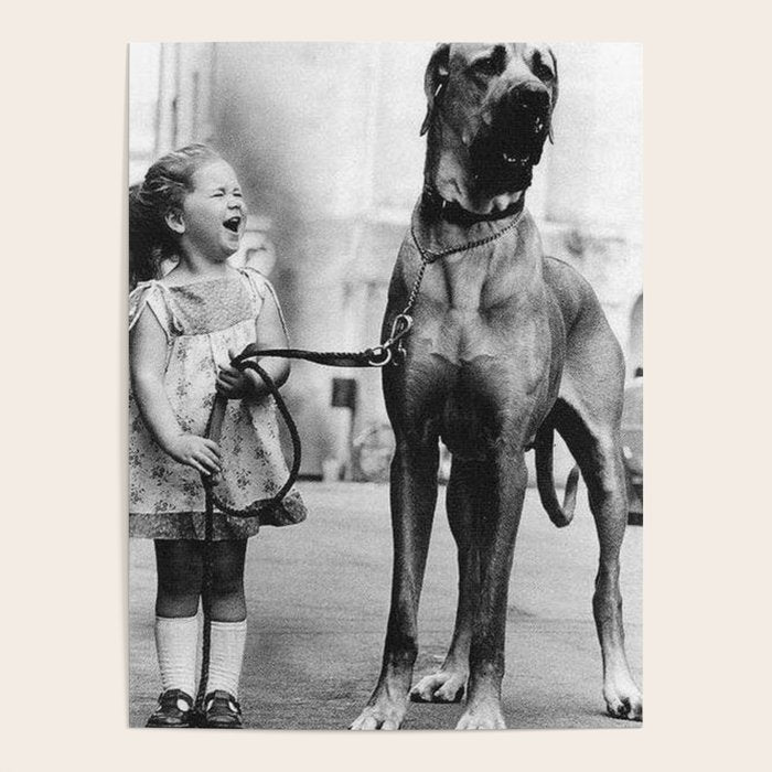 The Happiness of Little Girls and Great Danes black and white photograph Poster Gallery Image 4