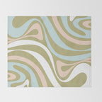 Retro Abstract New Groove Swirl Pattern Soft Sage Green Light Blue Throw Blanket Gallery Image 2