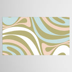 Retro Abstract New Groove Swirl Pattern Soft Sage Green Light Blue Tablecloth Gallery Image 2