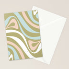 Retro Abstract New Groove Swirl Pattern Soft Sage Green Light Blue Stationery Card Gallery Image 2