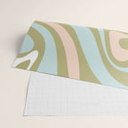 Retro Abstract New Groove Swirl Pattern Soft Sage Green Light Blue Wrapping Paper Gallery Image 2