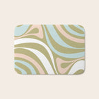 Retro Abstract New Groove Swirl Pattern Soft Sage Green Light Blue Bath Mat Gallery Image 1