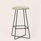 Retro Abstract New Groove Swirl Pattern Soft Sage Green Light Blue Stool Gallery Image 1